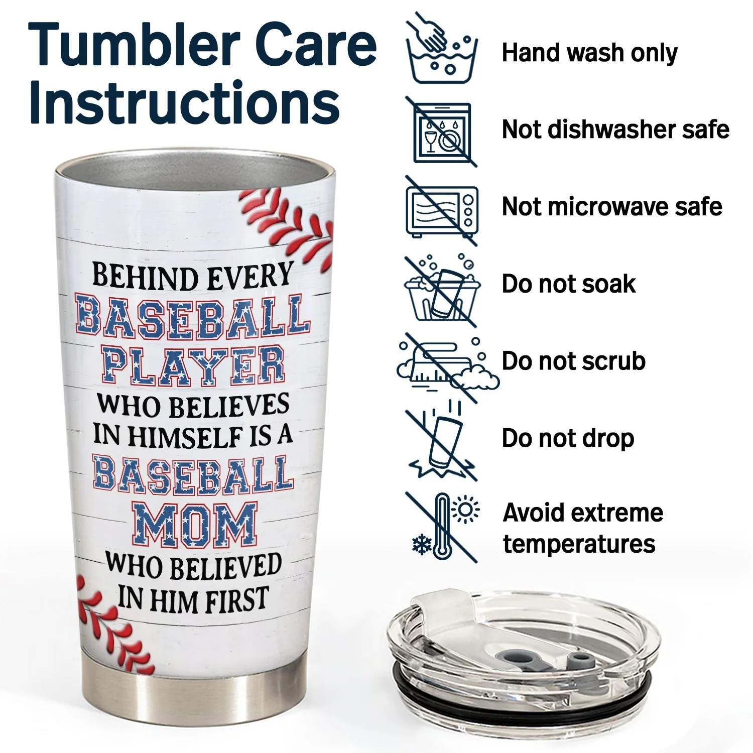 Baseball Mom Behind Every Baseball Player - Birthday, Loving Gift For Baseball Mother - Personalized Tumbler - Image 5