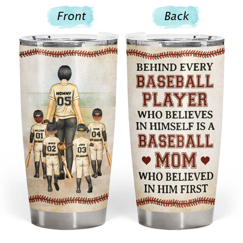 Baseball Mom Behind Every Baseball Player - Gift For Mother - Personalized Custom Tumbler - Image 3