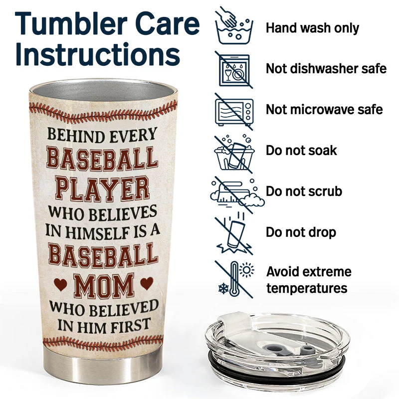 Baseball Mom Behind Every Baseball Player - Gift For Mother - Personalized Custom Tumbler - Image 5