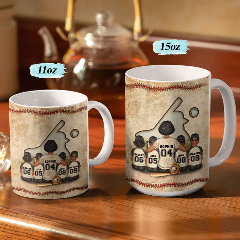 Baseball Mom Behind Every Baseball Player - Gift For Mother - Personalized Custom White Edge-to-Edge Mug - Image 3