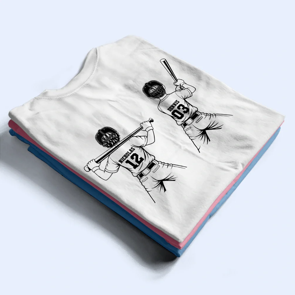 Baseball Mom Dad Kid Backside - Personalized T Shirt - Image 3