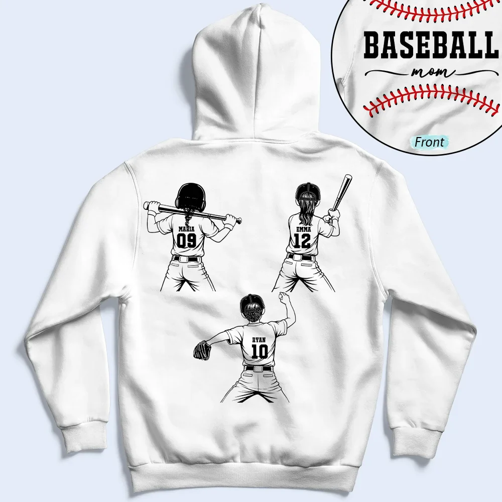 Baseball Mom Dad Kid Backside - Personalized T Shirt - Image 5