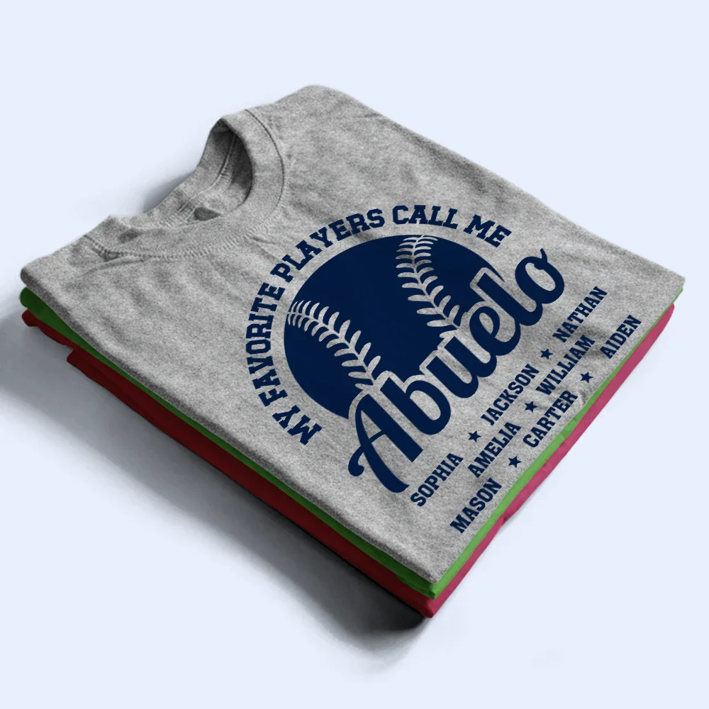 Baseball My Favorite Players Call Me Grandpa - Personalized T Shirt - Image 3