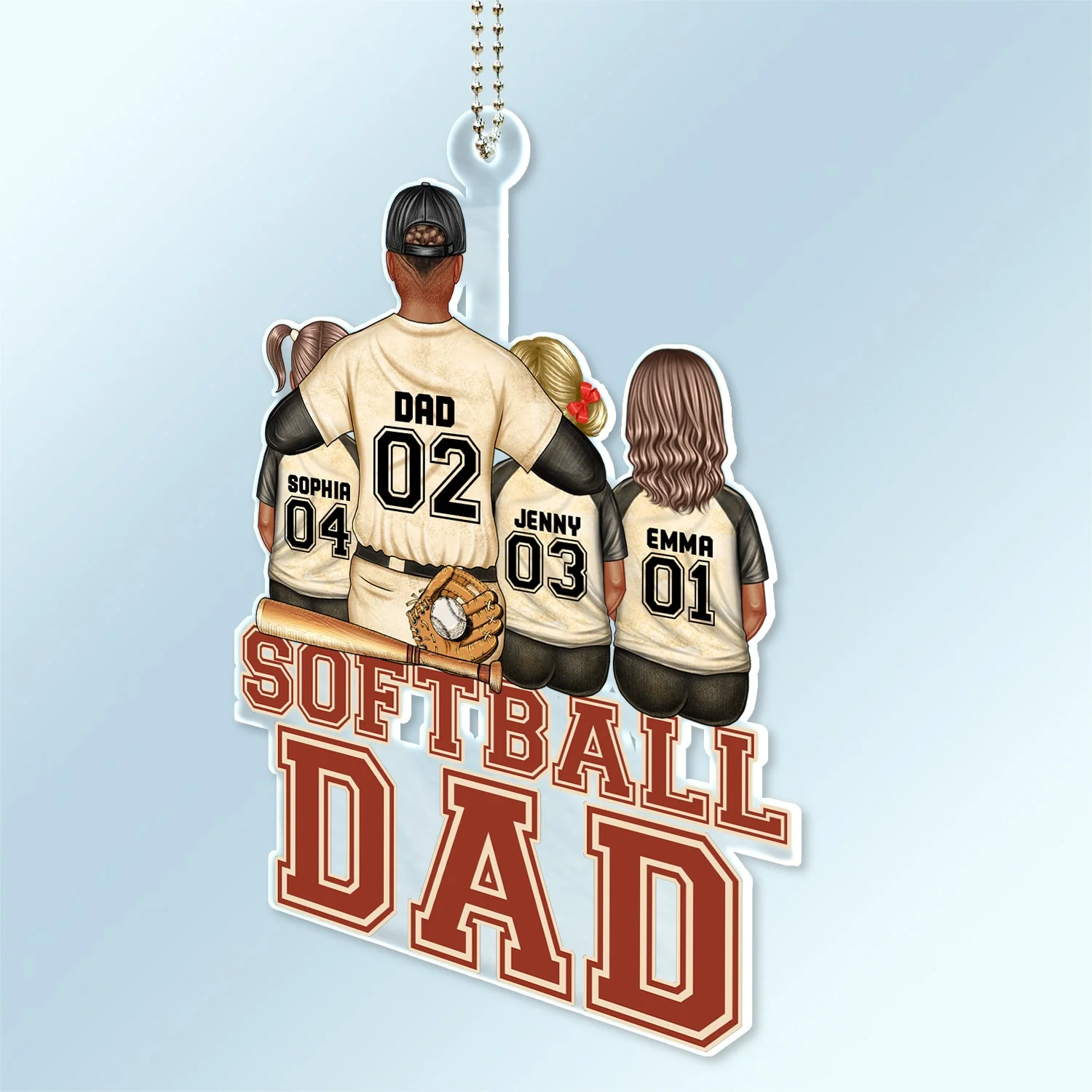 Baseball Softball Dad - Birthday, Loving Gift For Sport Fan, Dad, Father - Personalized Acrylic Car Hanger - Image 2