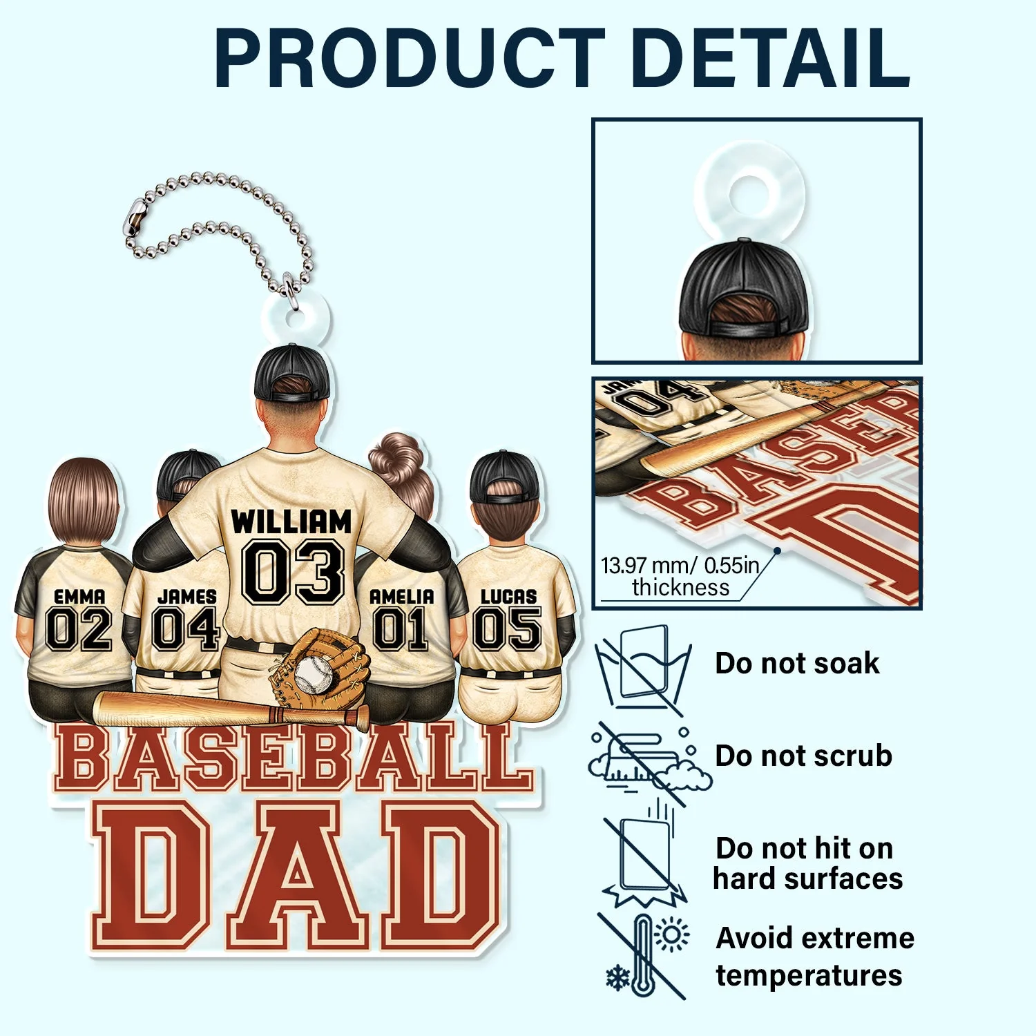 Baseball Softball Dad - Birthday, Loving Gift For Sport Fan, Dad, Father - Personalized Acrylic Car Hanger - Image 5