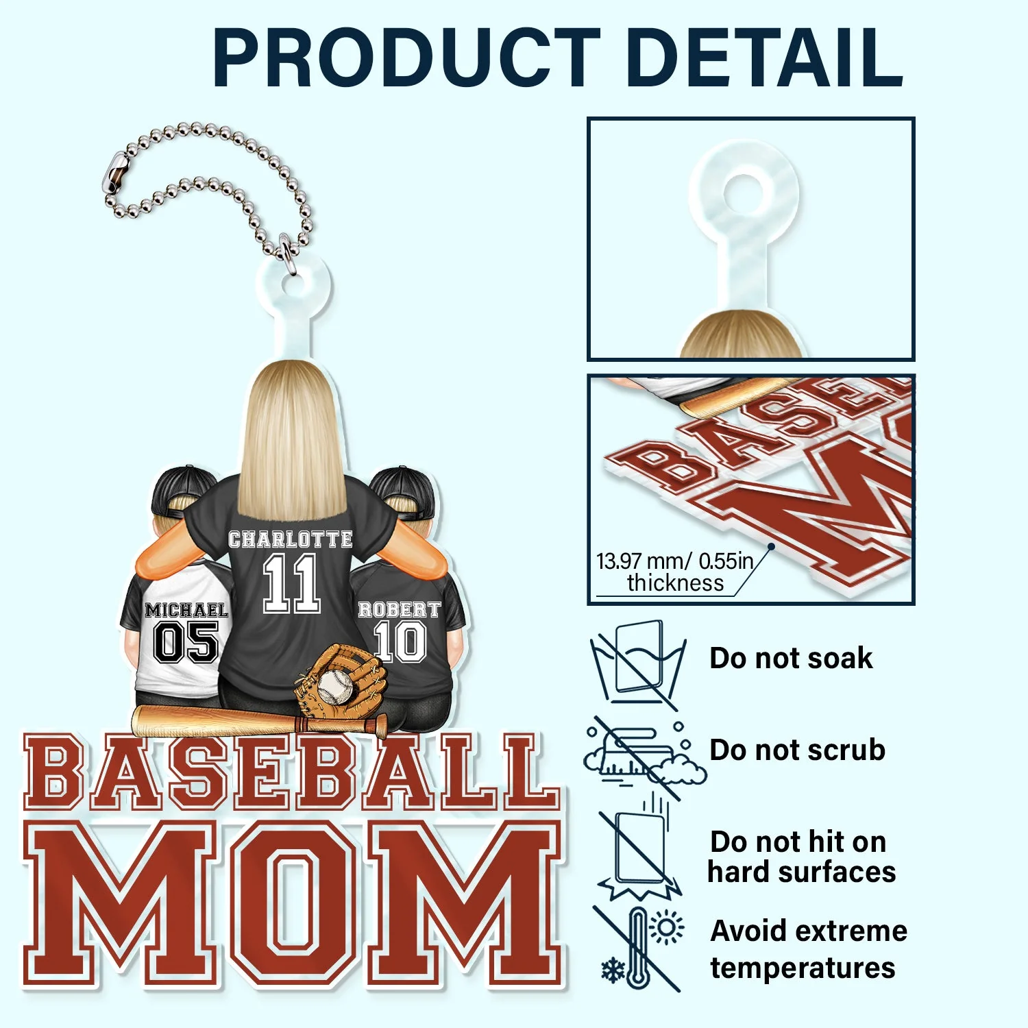 Baseball Softball Mom - Birthday, Loving Gift For Sport Fan, Mom, Mother - Personalized Acrylic Car Hanger - Image 5