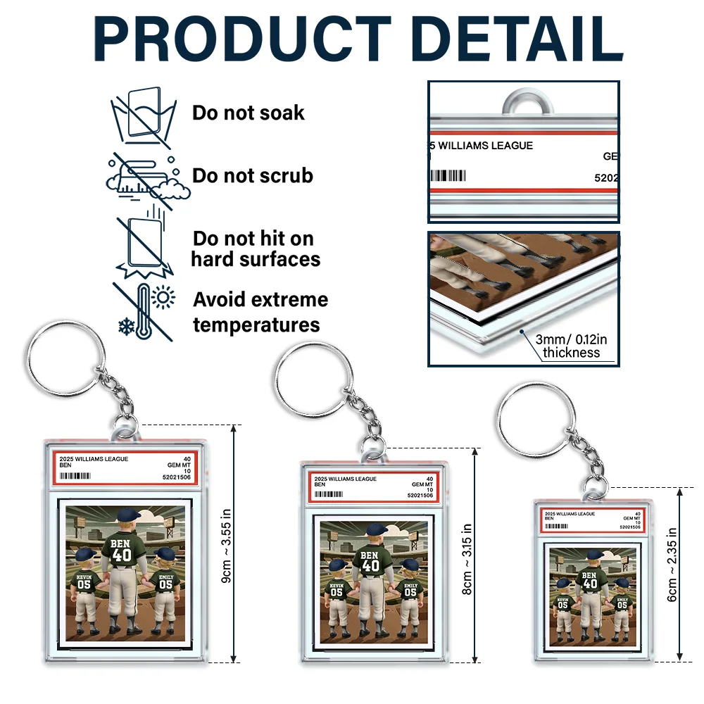 Baseball We Hit A Homerun Scoring You As Our Dad Sport Card Slab - Personalized Acrylic Keychain - Image 4