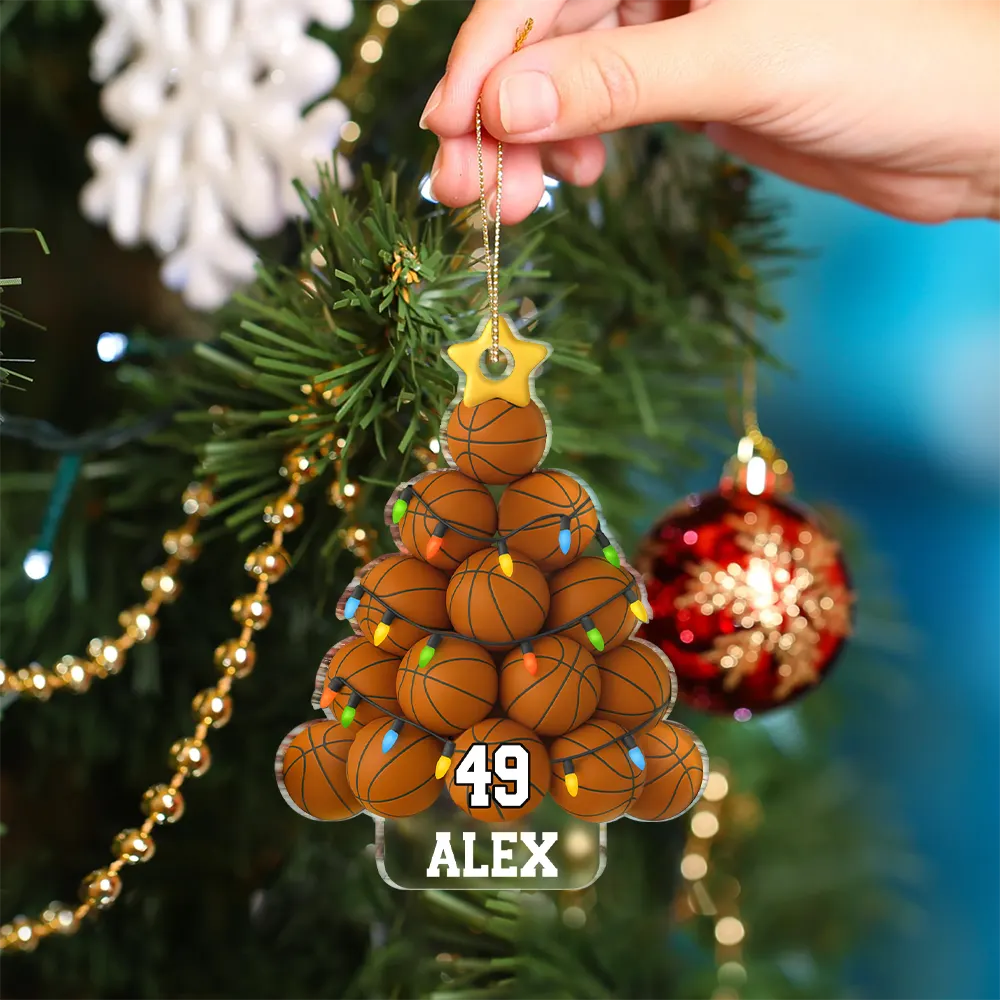 Basketball Christmas Tree - Personalized Custom Shaped Acrylic Ornament - Image 4