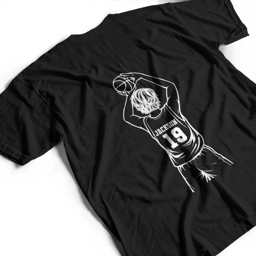 Basketball Dad Mom Kids Backside - Personalized T Shirt - Image 3