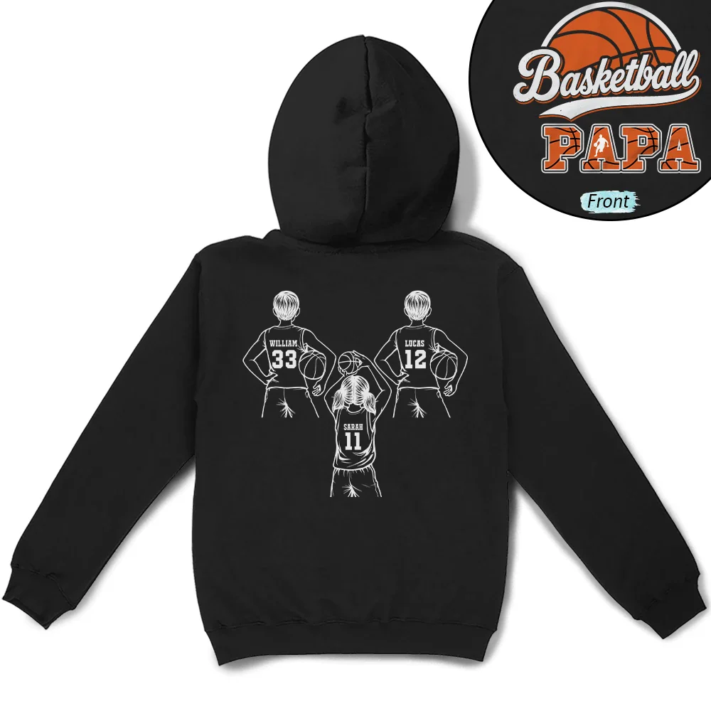 Basketball Dad Mom Kids Backside - Personalized T Shirt - Image 4