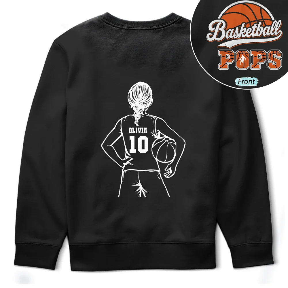 Basketball Dad Mom Kids Backside - Personalized T Shirt - Image 5