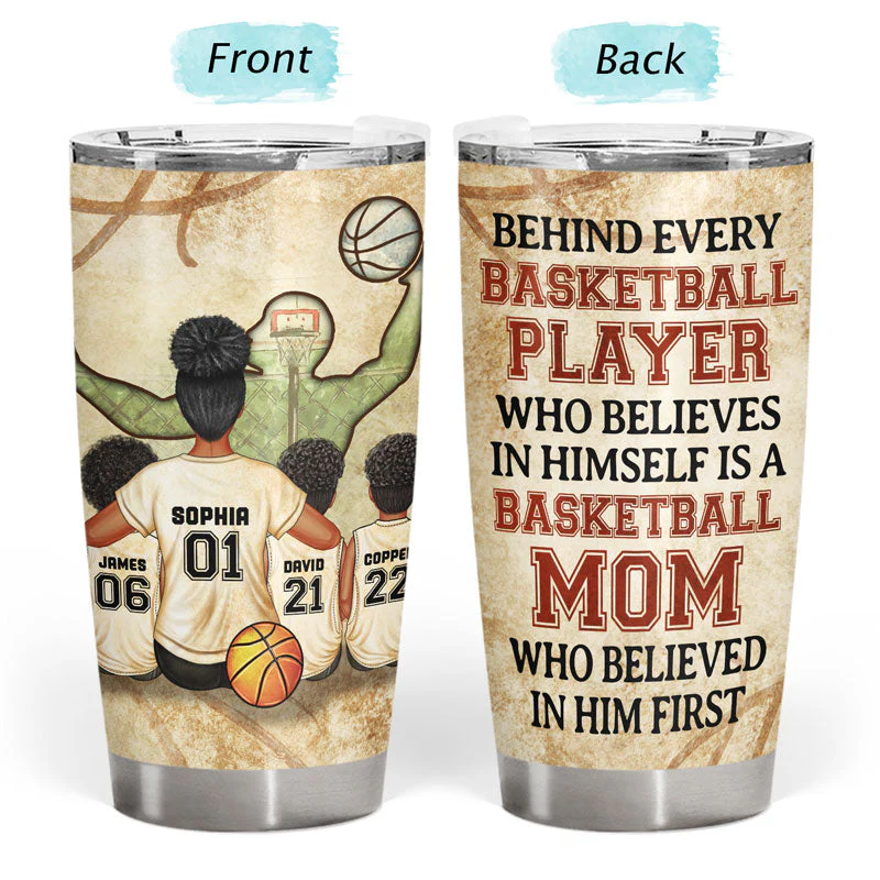 Basketball Mom Behind Every Basketball Player - Gift For Mother - Personalized Custom Tumbler - Image 3