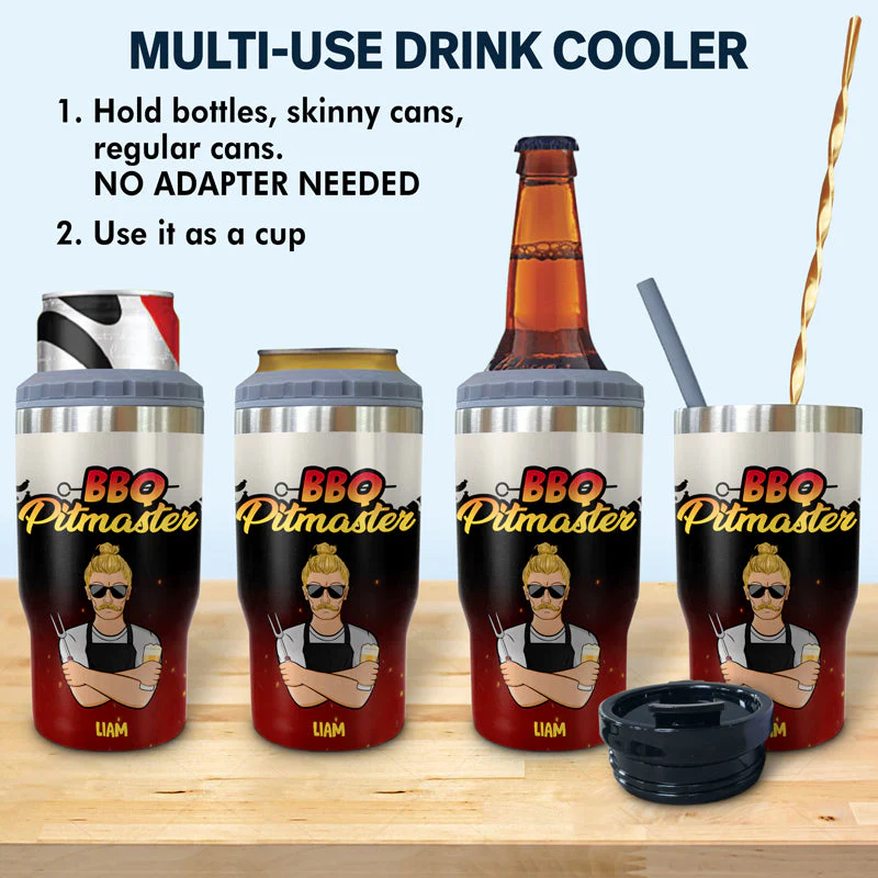 BBQ Go Get Me A Beer - Personalized Custom Triple 3 In 1 Can Cooler - Image 2