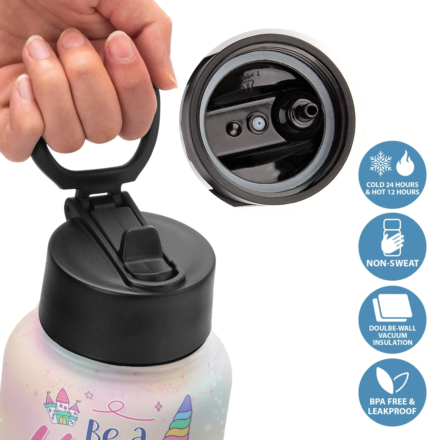 Be A Unicorn In A Field Of Horses - Gift For Kids, Back To School Gift - Personalized Kids Water Bottle - Image 4