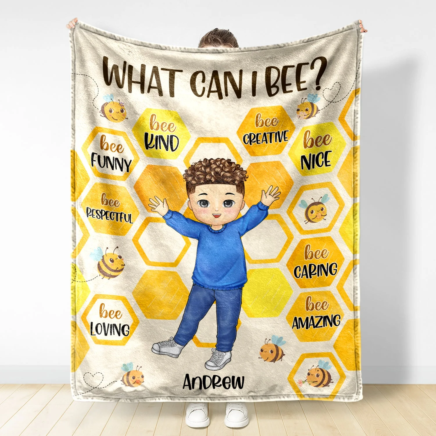 Be Funny Be Kind - Gift For Granddaughter, Grandson, Kids - Personalized Fleece Blanket - Image 2