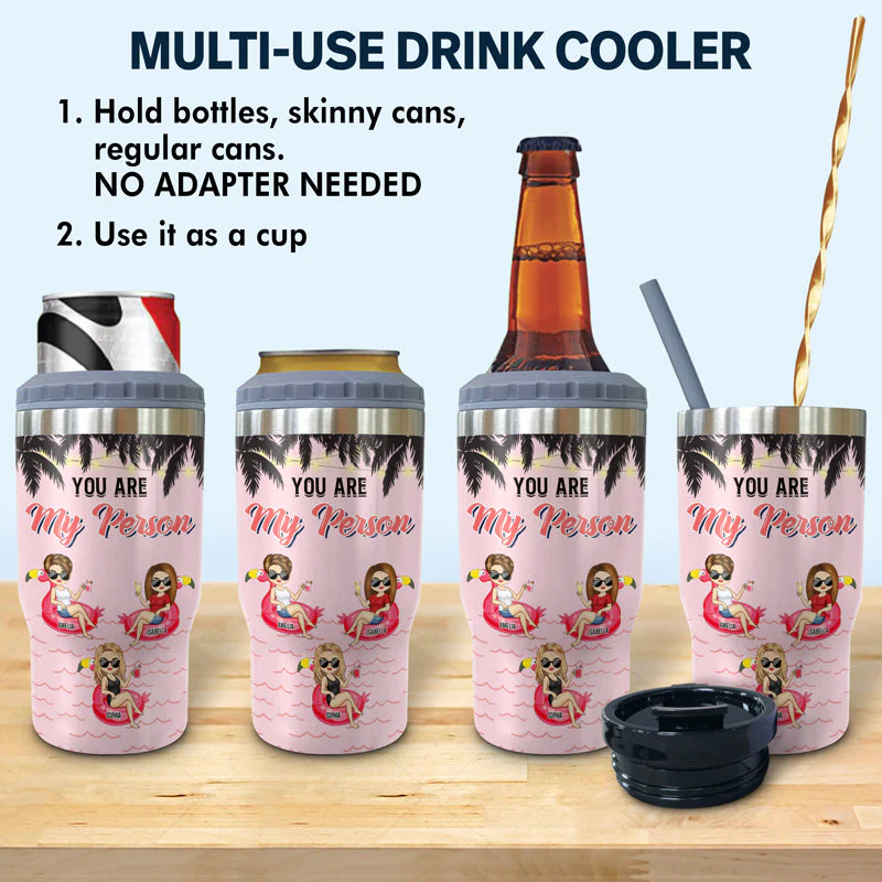 Beach Best Friend Apparently We're Trouble When We're Together - Gift For Bestie - Personalized Custom Triple 3 In 1 Can Cooler - Image 2