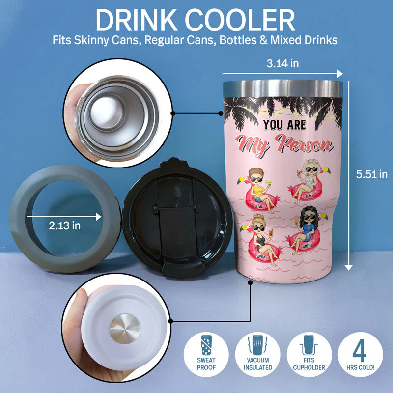 Beach Best Friend Apparently We're Trouble When We're Together - Gift For Bestie - Personalized Custom Triple 3 In 1 Can Cooler - Image 4
