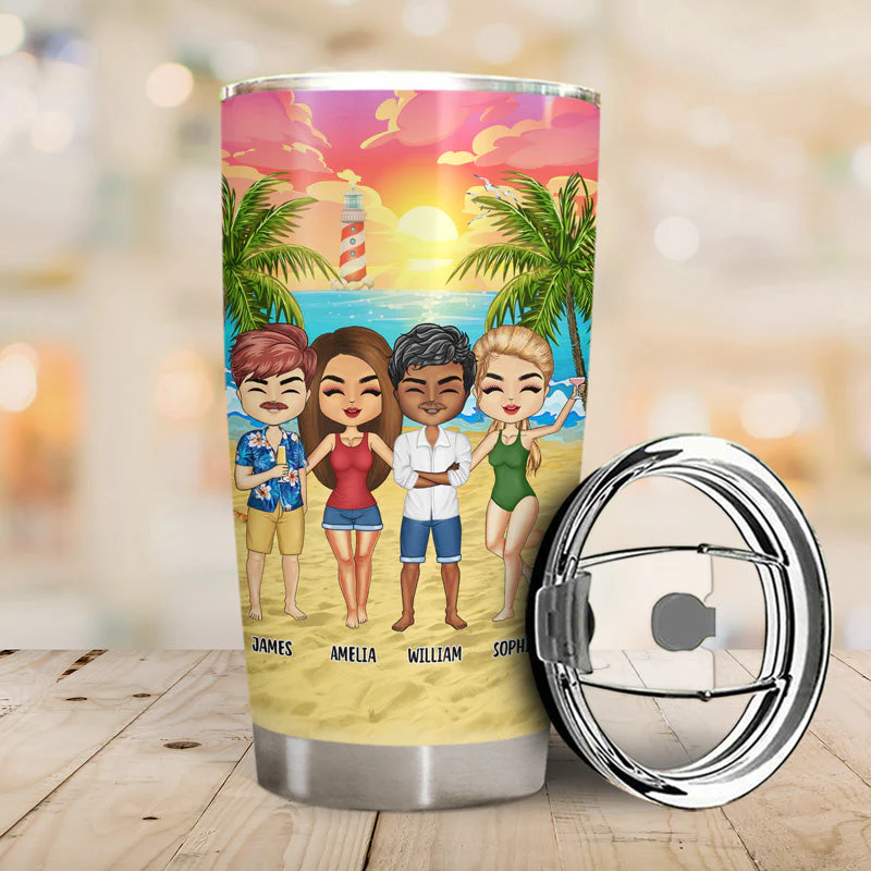 Beach Best Friends Beaches Booze Besties - Gift For BFF - Personalized Custom Tumbler - Image 2