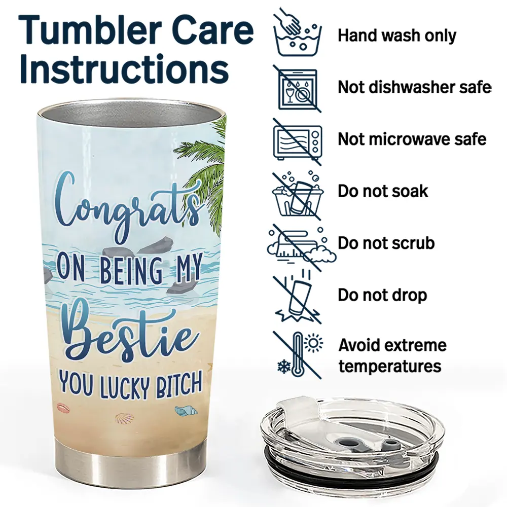 Beach Bestie Congrats On Being My Bestie - Personalized Tumbler - Image 5