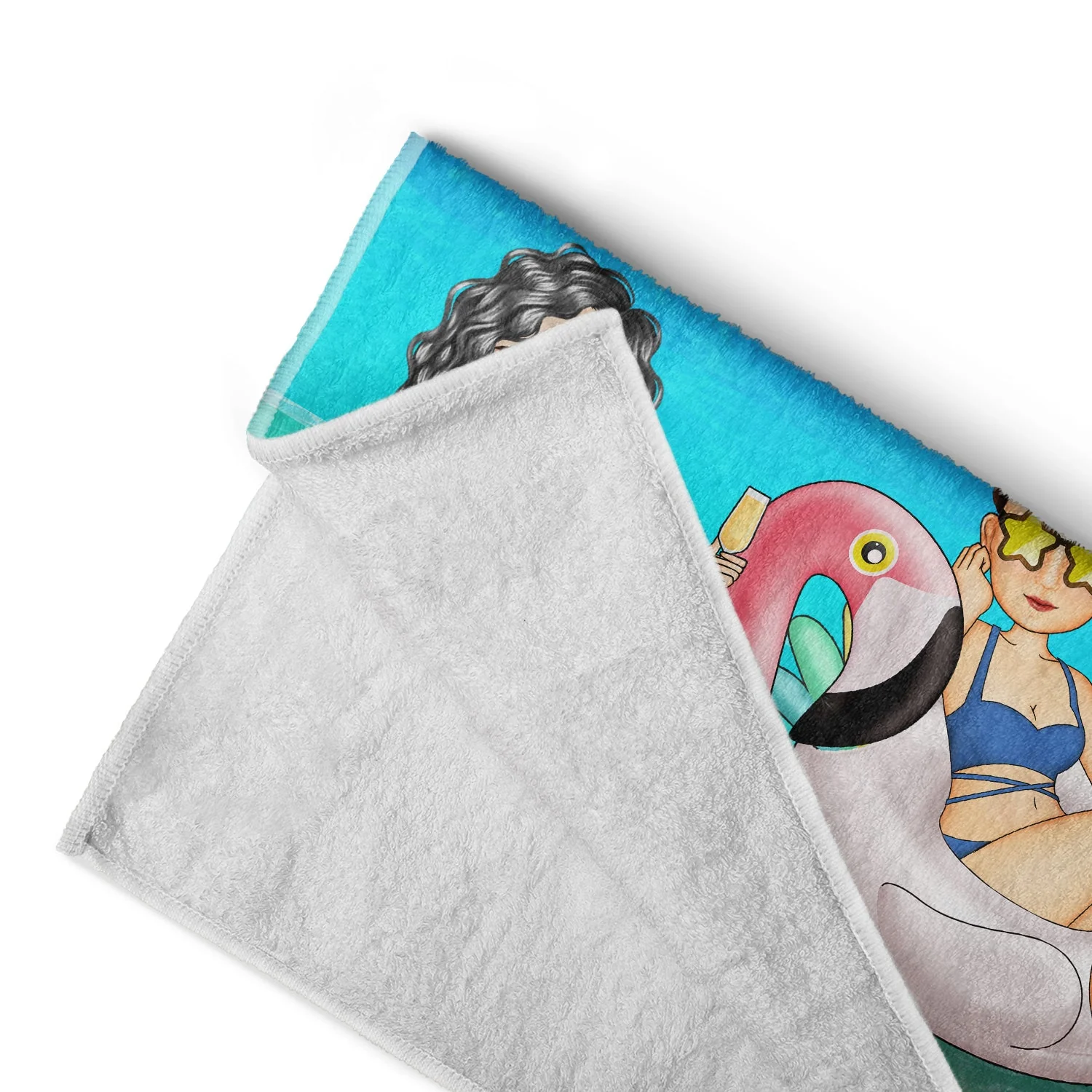 Beach Bestie Flamingo Girl - Gift For Bestie, Gift For Women - Personalized Beach Towel - Image 4