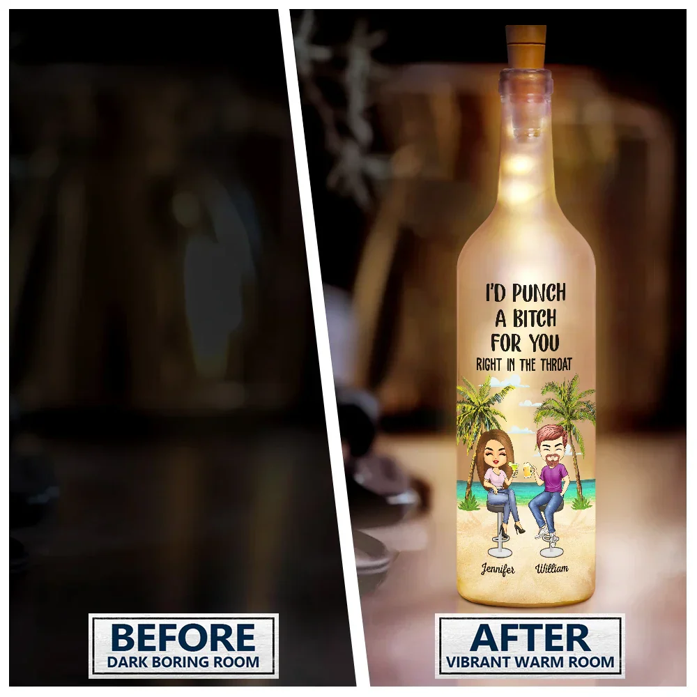 Beach Bestie I Smile Because You Are My Sister - Personalized Bottle Light - Image 2