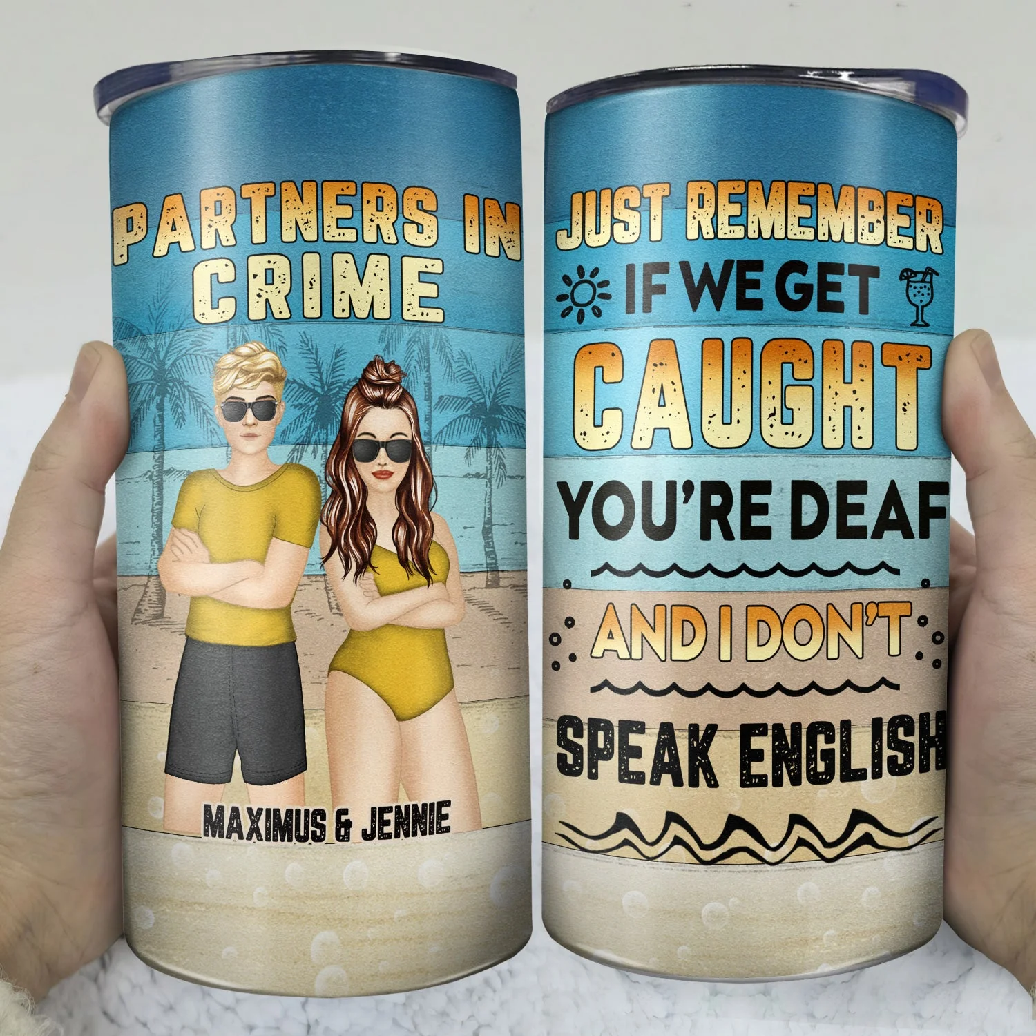 Beach Bestie If We Get Caught - Gift For Bestie - Personalized Custom 4 In 1 Can Cooler Tumbler - Image 3