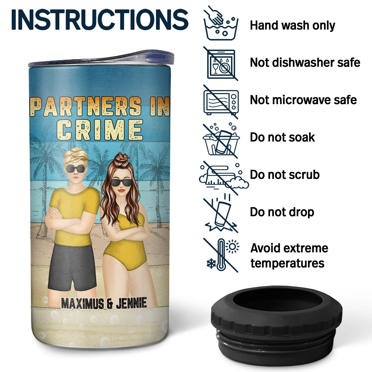 Beach Bestie If We Get Caught - Gift For Bestie - Personalized Custom 4 In 1 Can Cooler Tumbler - Image 5