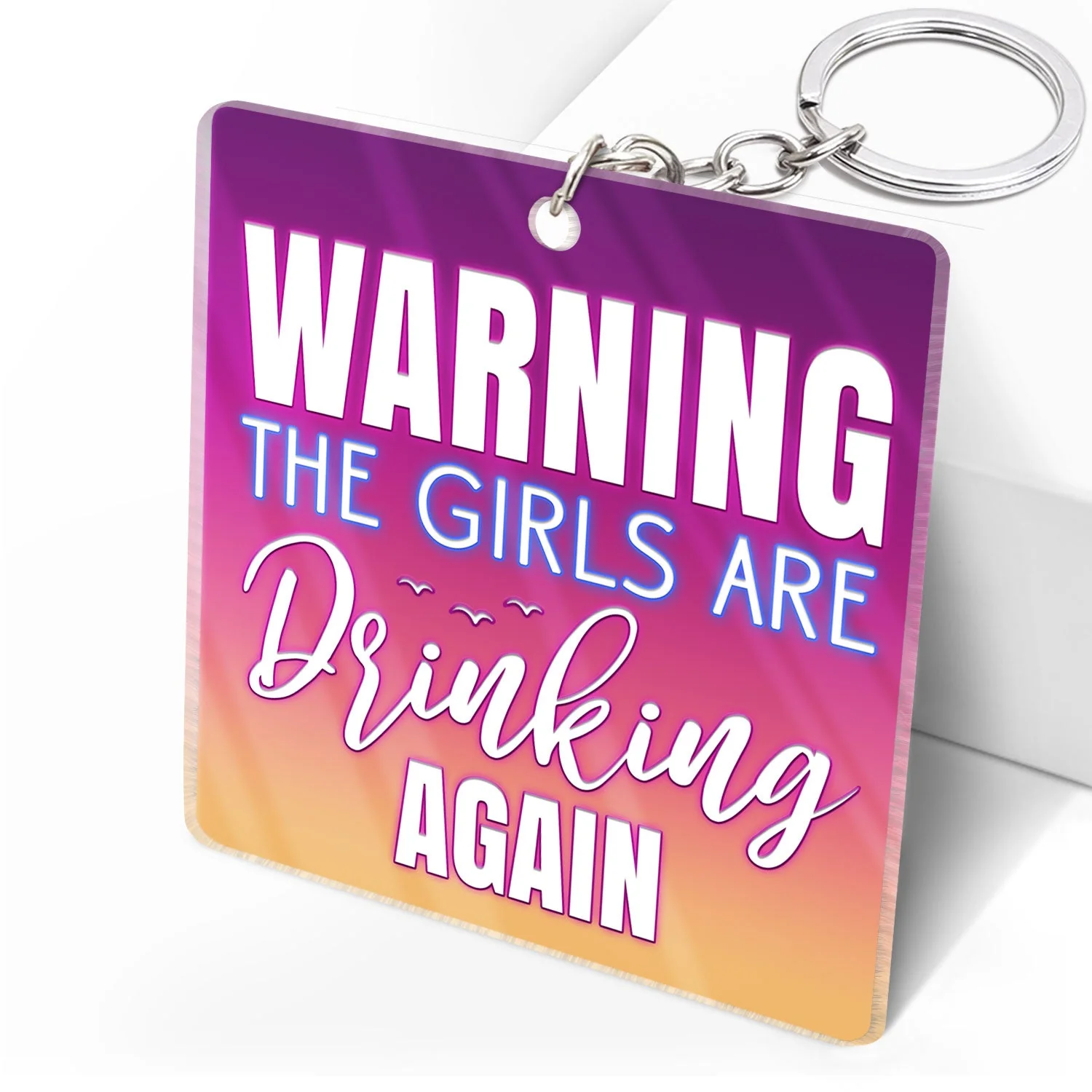 Beach Bestie Warning The Girls Are Drinking Again - Gift For Bestie - Personalized Custom Acrylic Keychain - Image 2