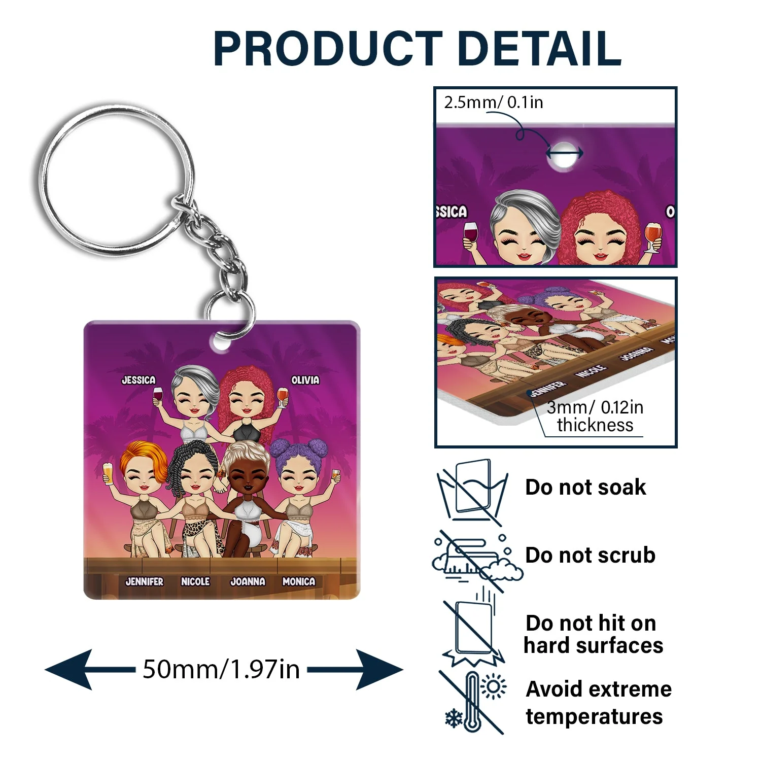 Beach Bestie Warning The Girls Are Drinking Again - Gift For Bestie - Personalized Custom Acrylic Keychain - Image 5