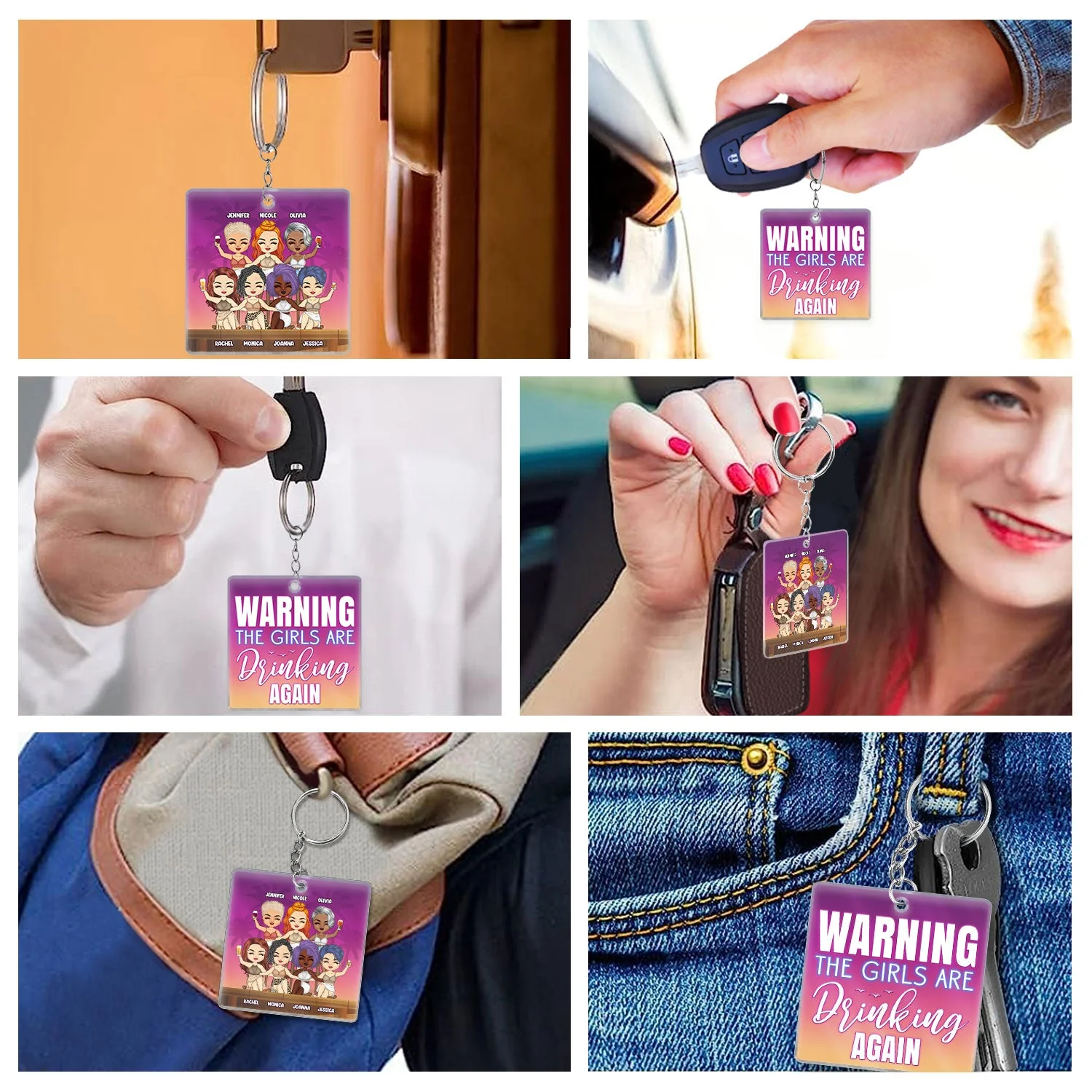 Beach Bestie Warning The Girls Are Drinking Again - Gift For Bestie - Personalized Custom Acrylic Keychain - Image 6