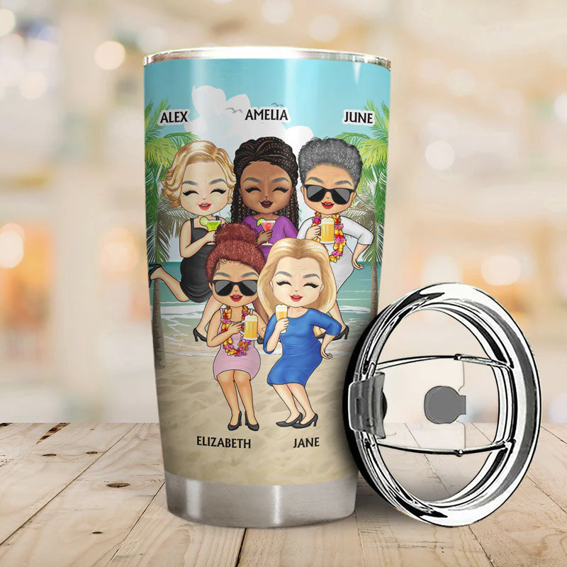 Beach Besties Are The Sisters We Choose For Ourselves - Gift For Old Friends - Personalized Custom Tumbler - Image 2