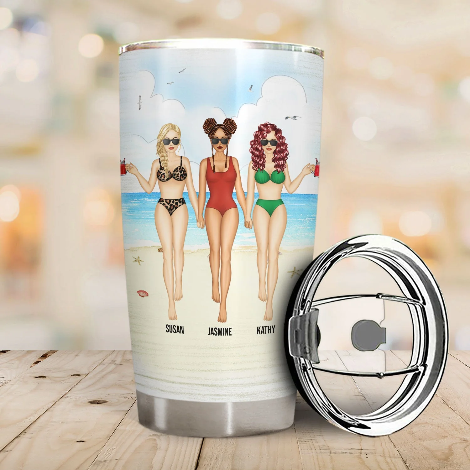 Beach Besties Life Is Better At The Beach With Bestie - Gift For Bestie - Personalized Custom Tumbler - Image 2