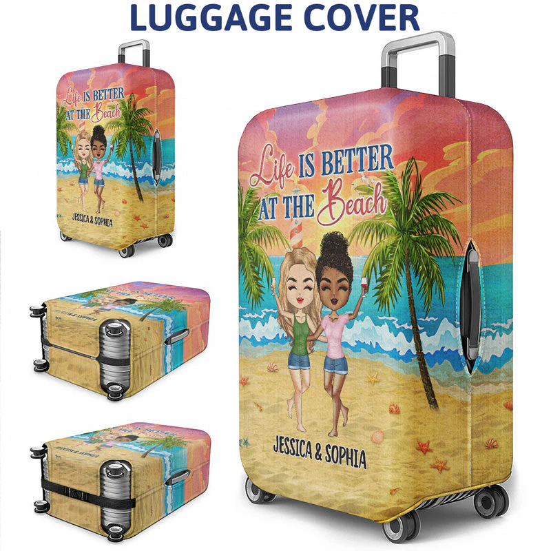 Beach Couple I Love You To The Beach And Back - Gift For Couples - Personalized Custom Luggage Cover - Image 3