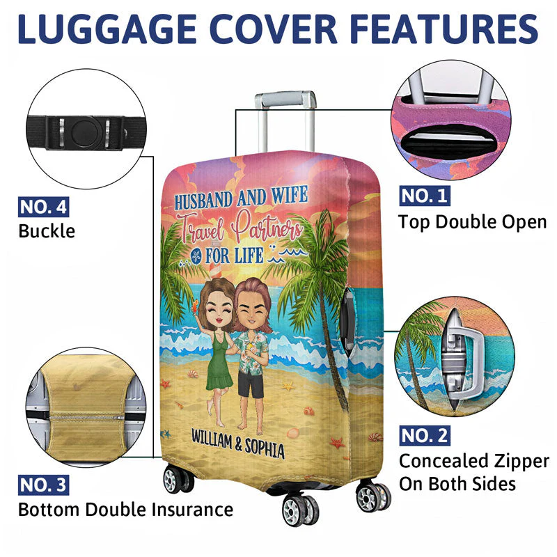 Beach Couple I Love You To The Beach And Back - Gift For Couples - Personalized Custom Luggage Cover - Image 4