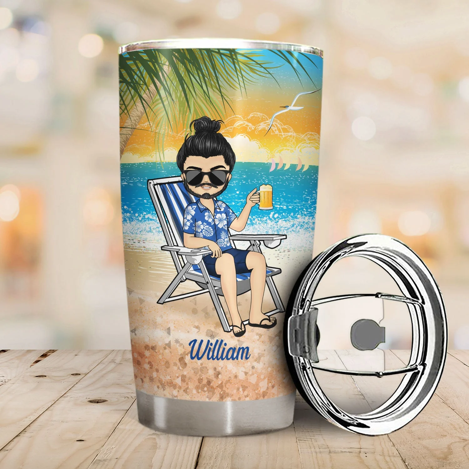 Beach Drink In My Hand Toes In The Sand - Gift For Women, Beach Lovers - Personalized Custom Tumbler - Image 2