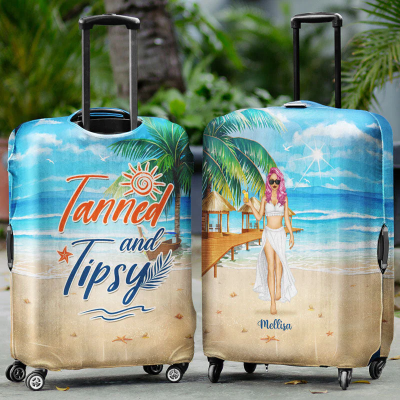 Beach Girl Born With The Beach In Their Souls - Personalized Custom Luggage Cover - Image 2