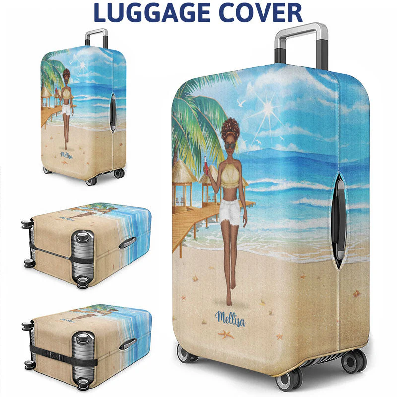 Beach Girl Born With The Beach In Their Souls - Personalized Custom Luggage Cover - Image 3