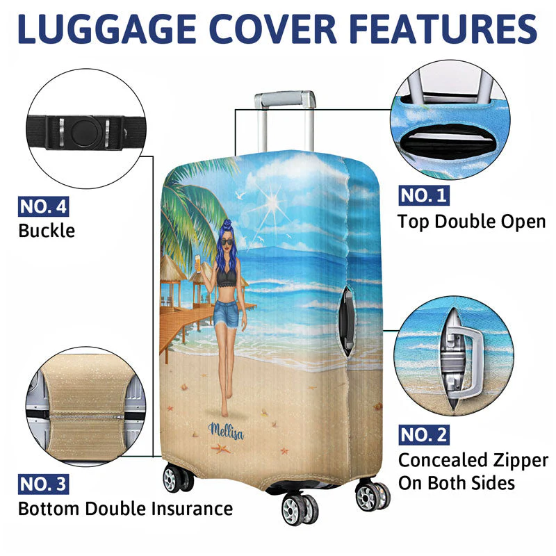 Beach Girl Born With The Beach In Their Souls - Personalized Custom Luggage Cover - Image 5