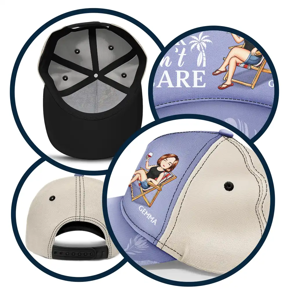 Beach Hair Don't Care Cartoon - Personalized Classic Cap - Image 5