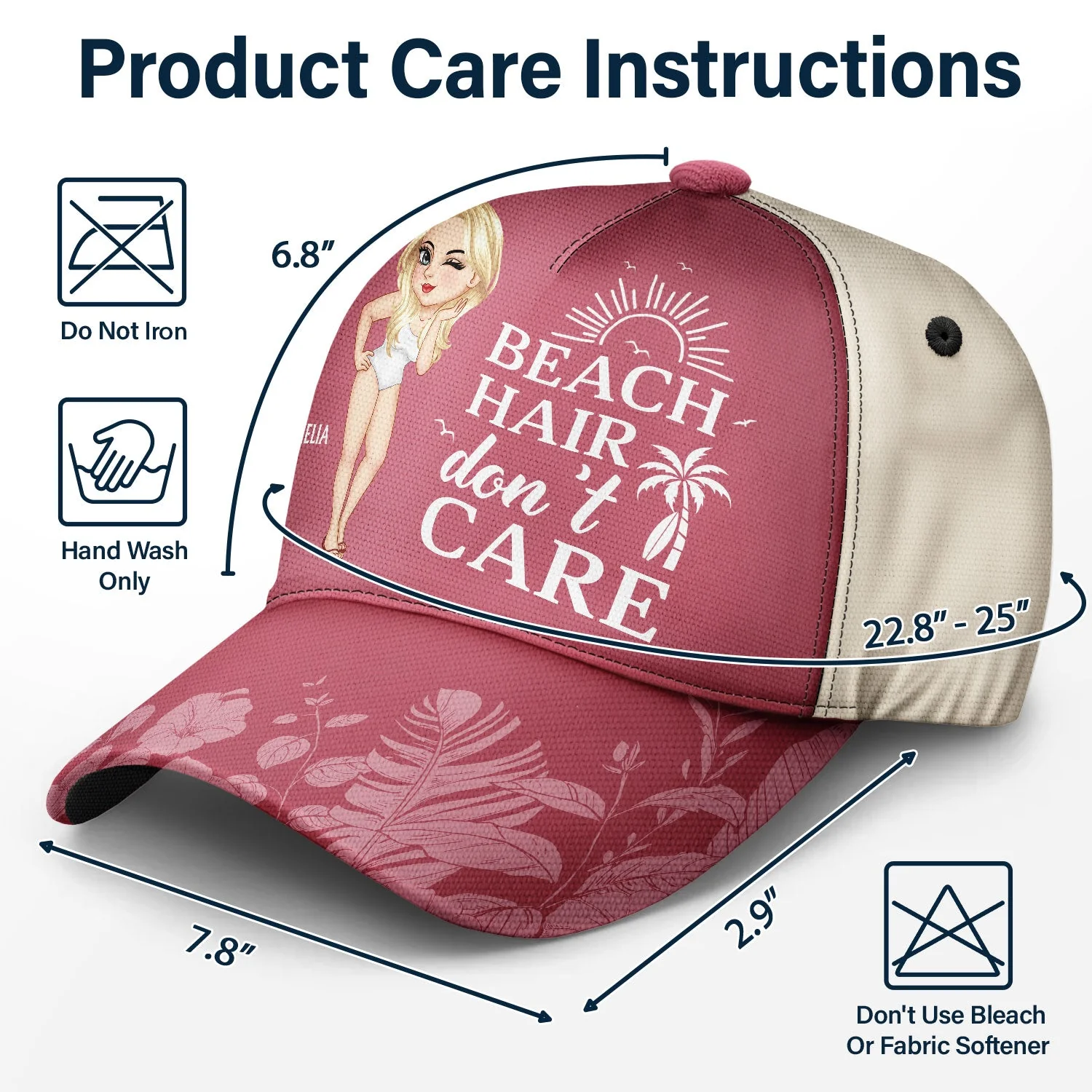 Beach Hair Don't Care - Gift For Beach Lovers, Traveling Lovers, Women - Personalized Classic Cap - Image 6