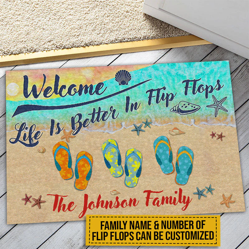Beach House Better In Flip Flops Custom Doormat - Image 3