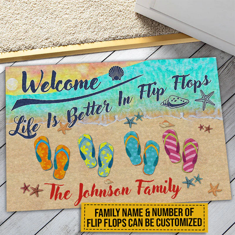 Beach House Better In Flip Flops Custom Doormat - Image 4