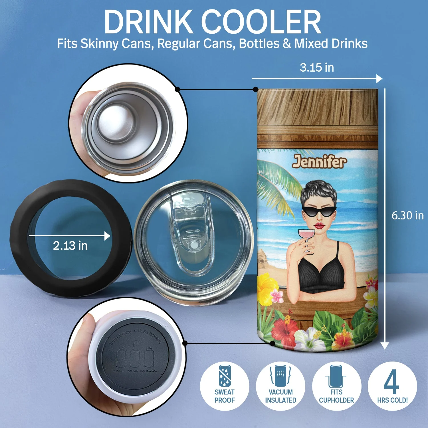 Beach Might Be Water Might Be - Gift For Beach Lovers, Gift For Women - Personalized Custom 4 In 1 Can Cooler Tumbler - Image 4