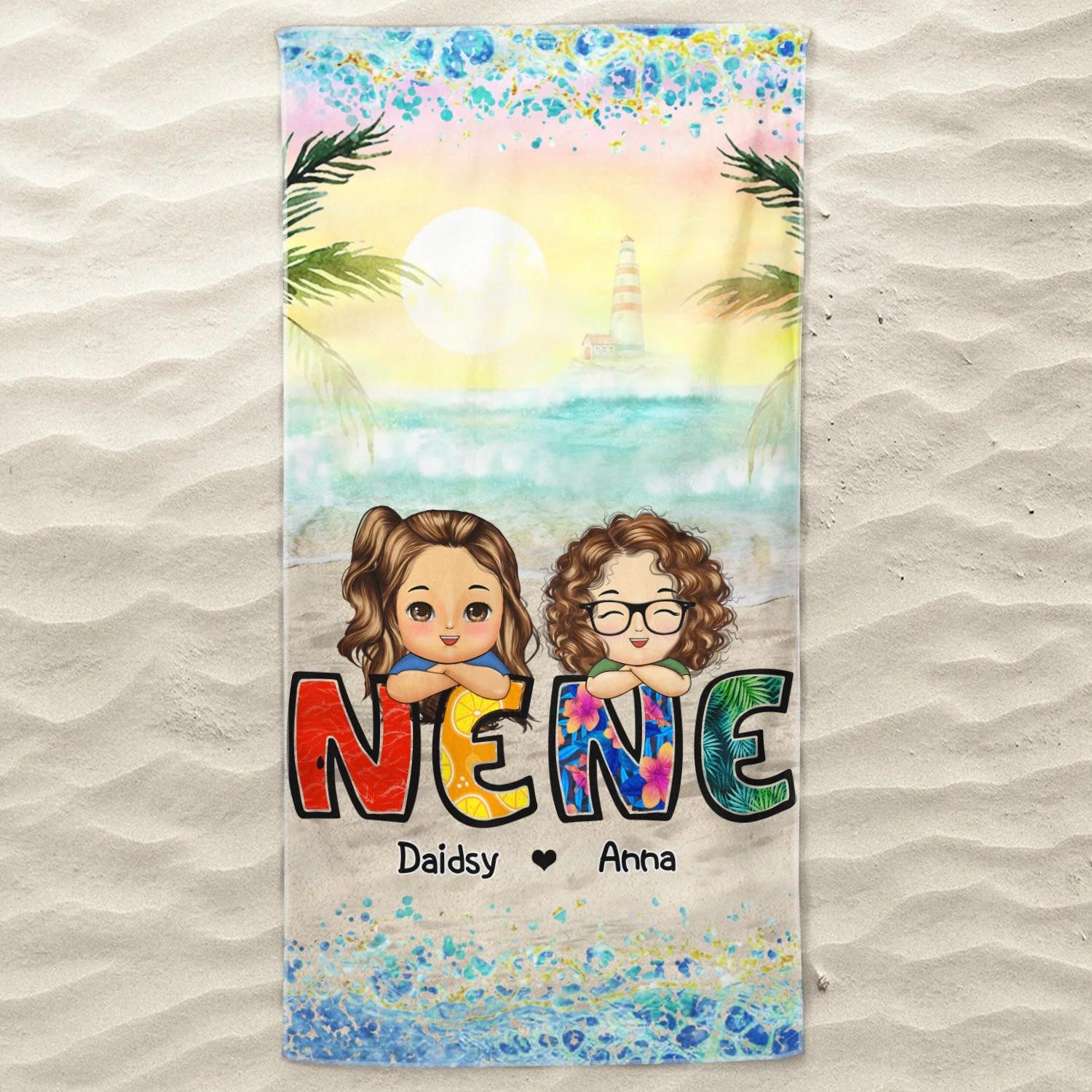 Beach Nana Title - Birthday, Loving Gift For Mom, Mother, Mama, Grandma, Grandmother - Personalized Beach Towel - Image 3