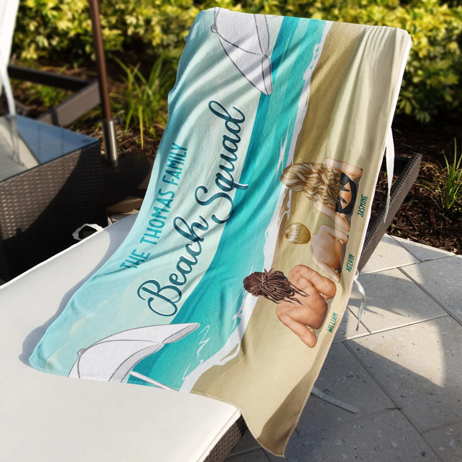 Beach Squad - Gift For Family, Dad, Mom, Couple - Personalized Beach Towel - Image 3
