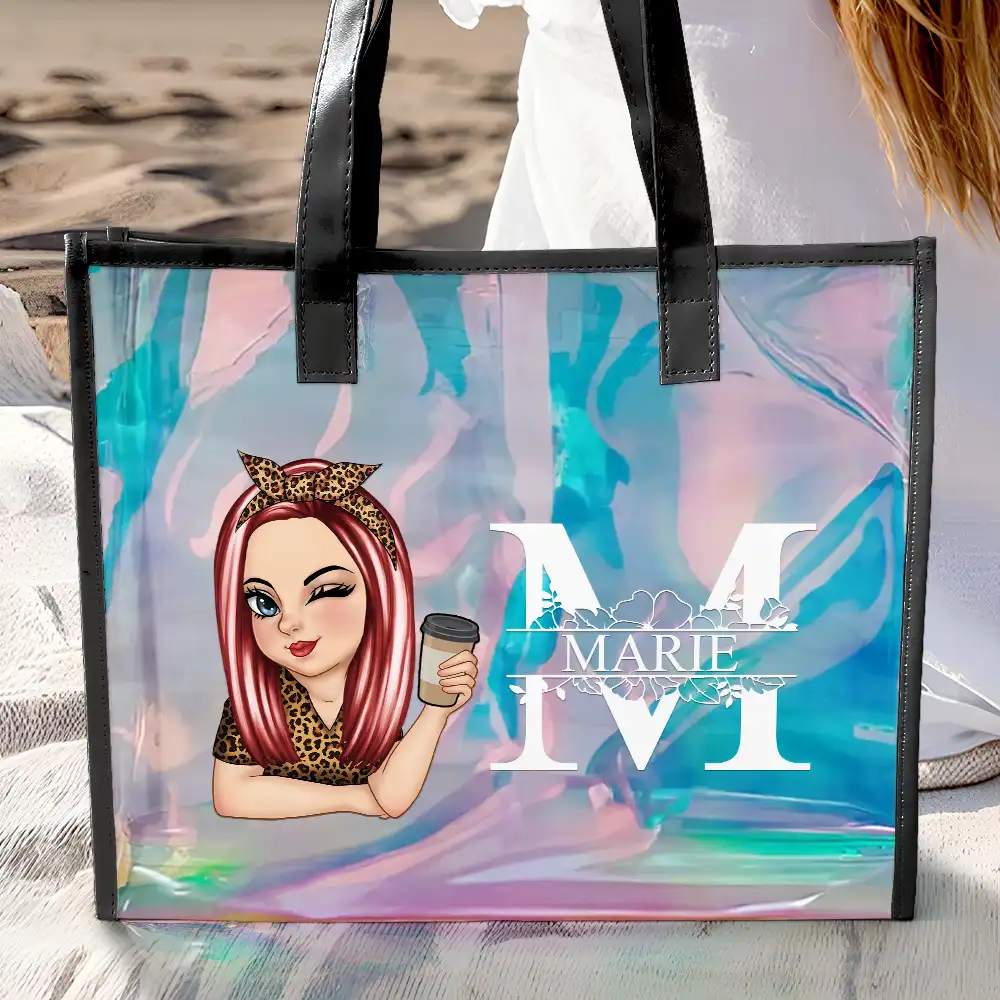 Beach Summer Vibe Monogram - Personalized Holographic Tote - Image 3