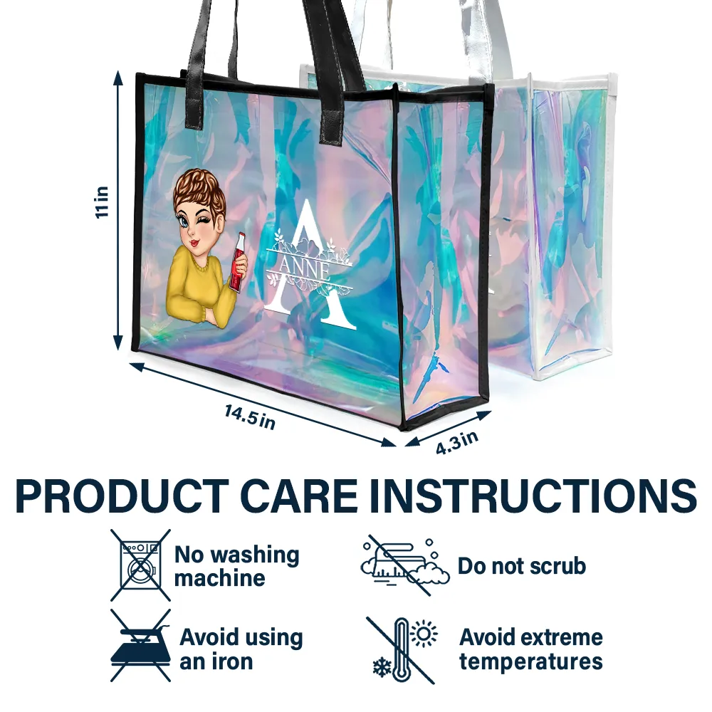 Beach Summer Vibe Monogram - Personalized Holographic Tote - Image 5