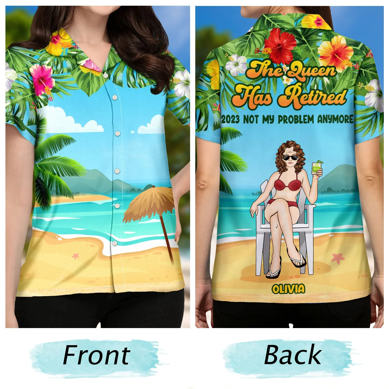 Beach The Legend The Queen Has Retired - Retirement Gift, Gift For Beach Lovers - Personalized Custom Hawaiian Shirt - Image 3