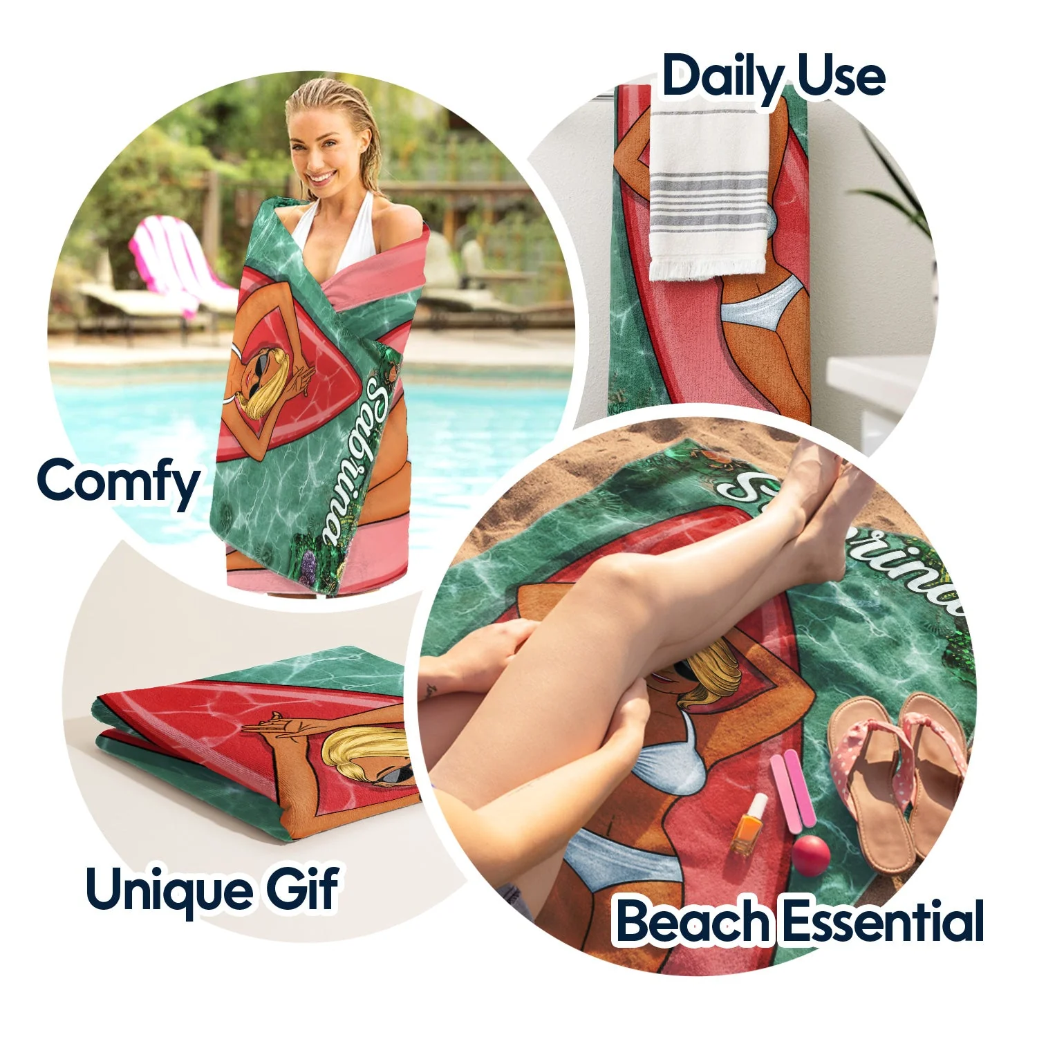 Beach Trips, Pool Party - Birthday, Vacation, Traveling Gift For Woman, Man, Bestie Group - Personalized Beach Towel - Image 5