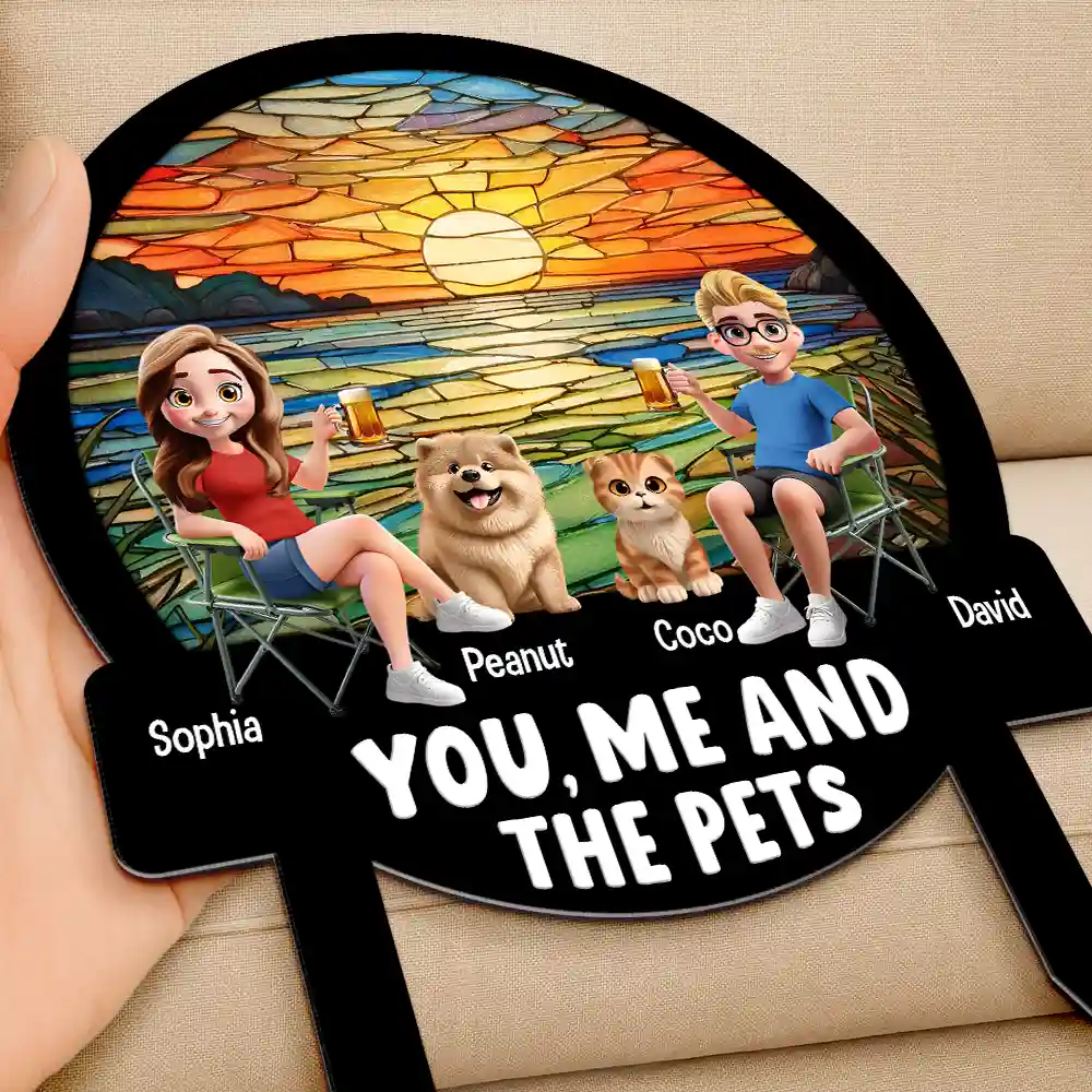 Beach You, Me And The Dog Cat - Personalized Metal Garden Stake - Image 3